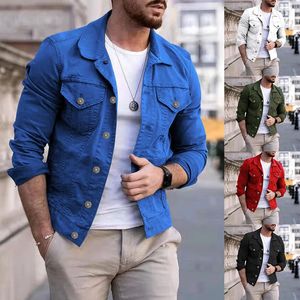 Spring Mens Slim Corduroy Jacket Korean Casual Denim Workwear Top 240321