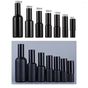 Storage Bottles 5ml 10ml 15ml 30ml 50ml Black Spray Bottle Portable Travel Aluminum Sprayer Mist Perfume Glass Container