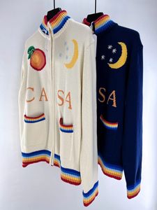 Projektanci mężczyźni swetry Knitra Koszula Casa Blanca Star Płaszcz Haft haft 2024 Casual Zipper Cardigan S M L XL