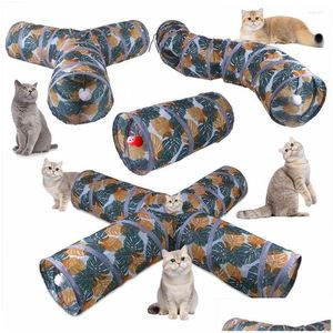 Cat Toys Cats Tunnel Składany trening kotka Pet Kitty Interactive Fun Toy Nudzona na szczeniaka Kittak Play Tube Drop Dh7dm