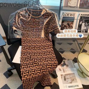 Vintage Elegant Jacquard Knitted Pencil Dress Women Summer Korean Fashion Ladies Slim Short Sleeve Round Neck Vestido Femme MI7F