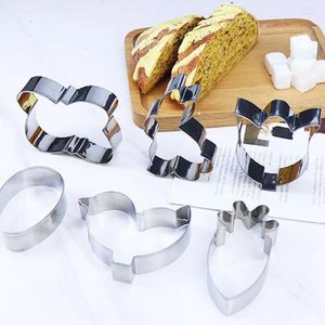Baking Moulds Easter Cookie Cutters Biscuit Stainless Steel Sandwich Shaping Tool Kid Birthay Party Supplies 6pcs Cartoon Shapes Cutter