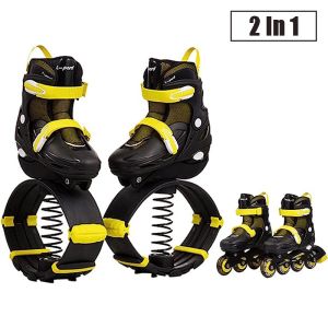 Shoes Adults/Kids/Child Youth Kangaroo Shoes Jumping Stilts Fitness Exercise, AntiGravity Running Boots,Yellow lnline Skates