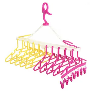 Cabides 10 em 1 para roupas íntimas de bebê ajustável multifuncional rack de secagem meias à prova de vento com clipes antiderrapante gancho dobrável