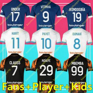 Fãs jogador 2023 2024 camisas de futebol vitinha maillot de foot 23 24 aubameyang homem camisa de futebol infantil hommes enfants ndiaye marselha kondogbia renan lodi sarr