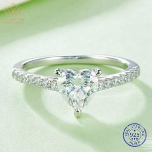 Cluster Rings WUIHA Heart Cut 5 8MM VVS1 D Color Real Moissanite Diamond 925 Sterling Silver 18K White Gold Ring Anniversary Gift Drop