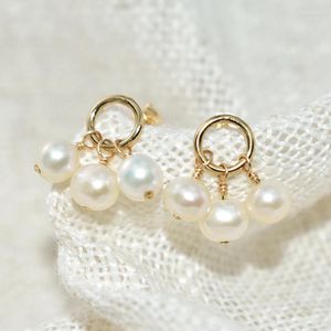 Dangle Earrings Natural Pearl 14K Gold Filled Circle Handmade Fine Jewelry Boho Oorbellen Brinco Vintage Women