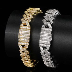 Partihandel Hip Hop -halsband Sterling Sier Iced Out Zircon Cuban Link Chain Armband Halsband för män