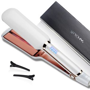 Irons Endurecedores de cabelo Cerâmica infravermelha vidrada larga Placa larga de chapado LED Termatura Aquecimento rápido Cabelo liso de frizz liso