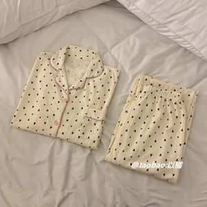 Casa roupas ins doce pijamas feminino primavera e outono manga longa puro algodão estilo coreano outwear casual senhoras terno roupas