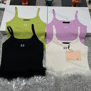 Women Vest Tees Embroidery Sexy Feather Tanks Casual Sleeveless Backless Tank Tops