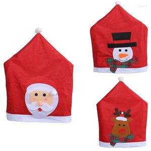 Capas para cadeiras de Natal Santa Snowman Elk Back Sala de jantar lavável