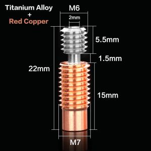 All Metal Bimetal Heatbreak For Ender 3 5 CR10S S1 Titanium Alloy Copper Plated Throat V6 Heatbreak 3D Printer Parts