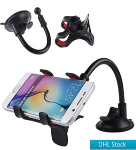 Morsetto a braccio lungo per supporto universale per telefono da auto DHL con doppia clip Supporto per telefono cellulare a ventosa forte per 8 X 7 Samsung S85120611