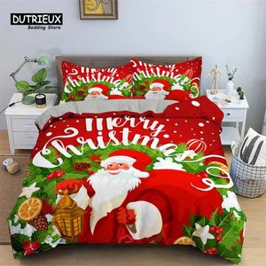 Conjuntos de cama Natal Duveta Capa Completa Dos Desenhos Animados Animal Conjunto Microfibra Papai Noel Boneco de Neve Presente Quilt para Meninos Meninas