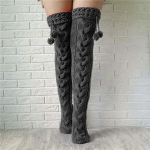 Boots Frauen Winter warme Socken Kabel extra lange Stiefel Socking über Knie Oberschenkel High Girls Warm Stocks Herbst Ladies Mode gestrickte Socken Socken