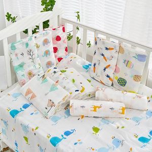 Decken Fruchtmuster 120 110 cm Musselin Swaddle Baumwolle 2 Schichten Babydecke Geborene Badetuch Wickelbettwaschung