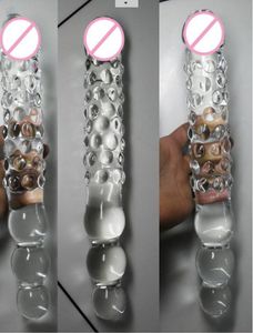 grande dildo lungo in vetro con 3 perline anali doppio dildo e giocattoli anali culo enorme dildo grande plug in vetro prodotti del sesso per donna Y2009695626