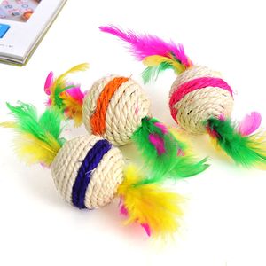 Factory wholesale cat toys sisal ball high quality mouse style cat supplies two-sided sisal badminton