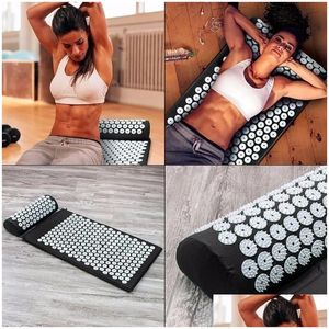 Yoga Mats Non-Slip Acupressure Mat Spike Mas And Pillow Relieve Back Relax Muscles Acupuncture Cushions Applicator 201203 Drop Deliver Dhsmz