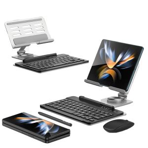Portátil para Samsung Galaxy Z Fold4Fold3Fold2Fold1 suporte de telefone móvel suporte dobrável teclado Bluetooth Bluetooth mouse caneta capacitiva