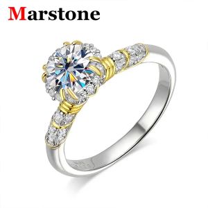 Кольца 1CT D Moissanite Diamond VVS1 Кольца для женщины обручальный свадебный еврейский еврейский с GRA 925 STERLING SLIVER с бриллиантовым кольцом 18K