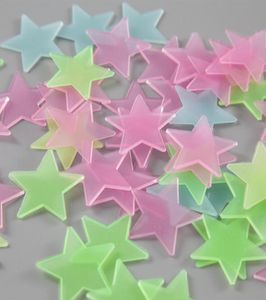 Família 3d estrelas brilham nos adesivos de parede escura fluorescente luminosa para crianças quarto de bebê teto de teto de decoração de casa designer3578413