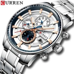 Wristwatches Mens Es Curren New Fashion Steel Steel Top Brand Luxury Chronogrh Quartz Wrist for Male L240402