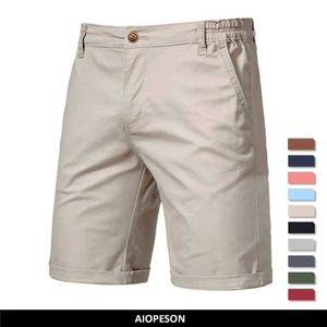 Mäns shorts herrar shorts aiopeson sommar 100% ren bomullsmens shorts högkvalitativ avslappnad affär social elastisk midja mens shorts 10 färg strand shortsc240402