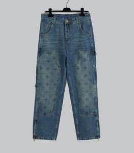 Luksusowy projektant marki dżinsy Mężczyźni moda trójwymiarowa druk projekt US rozmiar niebieskie spodnie luksusowe wysokiej jakości przystojne dżinsy męskie luźne luźne