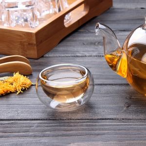 Alto borosilicato in vetro a doppio strato resistente al calore Cupi da tè trasparente da tè da 50 ml di tè da tè a tazza di vetro produttori all'ingrosso