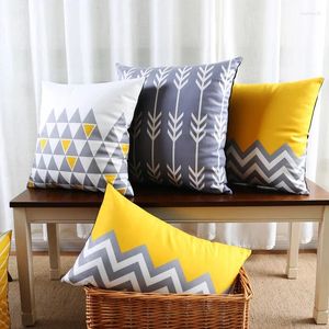 Kissengroßhandelweiche Samtabdeckung gelbgrauer Ikat Geometrische Pfeildreieck Home Decorative Kissenbezug 45x45 cm/30x50 cm