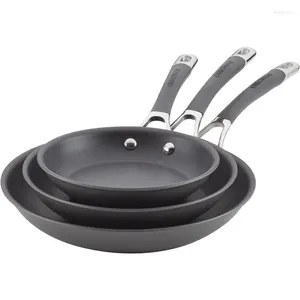 Köksredskap sätter Circulon Radiance Hard Anodised Nonstick Frying / Fry Pan Set Set Panna - 8,5 tum 10 och 12,25 grå