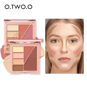 Uppsättningar o.two.o concealer palett 5 i 1 rodnad konturerande ögonskugga läppstift palett vattentät långlastande krämig textur ansikte makeup