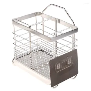 Kitchen Storage Utensil Cutlery Holder Drainer Spoons Forks Two Slots Square Chopstick Cage Tool