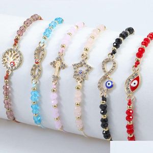 Charme Pulseiras Colorf Cristal Frisado Boho Braid Pulseira Fatima Mão Olho Elefante Demônio Bling Diamante e Bangle Set para Meninas Vsco Dhya6