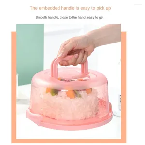 Storage Bottles Holder Cake Box Portable Dessert Container Organizer Cover Case Round Kitchen