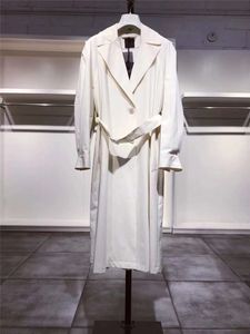 Women Coats Spring agnona Beige Lace-up Wool Long Coat