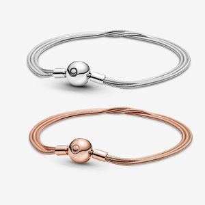 100% 925 Sterling Silver Bracelets Pandoras Multi Snake Chain Bracelet Women Girls Wedding Luxury Jewelry Designer Rose Gold Chain bracelet with Original Box