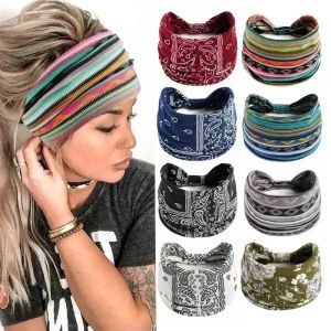 Широкие головные повязки для женщин эластичные полосы девушек аксессуары для волос йога бег турбан