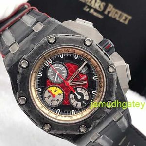Minimalistisk AP Wrist Watch Royal Oak Offshore Series Forged Carbon Black Ceramic Titanium 26290io Limited Edition Automatisk mekanisk herrklocka
