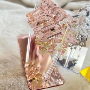 Decorative Plates Earring Hanger Rack With Mini Hangers Acrylic Jewelry Display Stand 8 Coat Suspended Pendant Storage