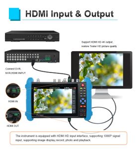 Monitoraggio del tester CCTV IPC da 7 pollici IPC9800 Plus Series AHD TVI CVI SDI H.265 Fibra ottica multimetro VFL TDR per tester CCTV