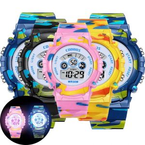 Camouflage Kids Uhren Wasserddanische Kinder digitale Uhr Luminous Sport für Jungen Girls LED Alarm Armbanduhruhr