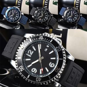 Relógios de pulso cronógrafo superocean relógio de luxo masculino movimento de quartzo reloj hombre moda relógios de alta qualidade pulseira de borracha azul preto famoso esporte sb080