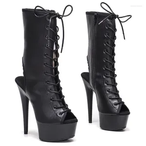 Dance Shoes PU Upper 15cm/6inch Women's Platform Party High Heels Pole Boots 054