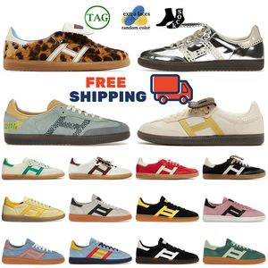 OG Wales Bonner Handball Spezial Casual Shoes Designer Luxury Trainers Pony Leopard Silver Metallic Consortium Cup Tint Yellow Mens Womens Sneakers Gratis frakt