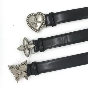 Pasy Vintage Pas Gothic Women Mężczyźni Krzyż miłosne serce Kwiat metalowy klamra klamra pu mody dżinsowe spodnie dekoracje