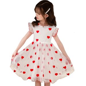Girls Dress Heart Pattern Girls Summer Dress Sleeveless Dress Girls Youth Girl Clothing 6 8 10 12 14 240402