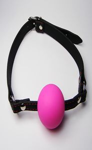 Gag a sfera in silicone di dimensioni standard con cinturino in pelle 2 colori Scegli gag per schiavitù per adulti Gioca a Sex Toy7509048